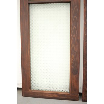 プレスと緑色ガラスの欄間 2枚1組　R0059Y 