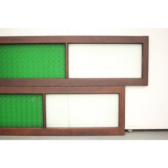 プレスと緑色ガラスの欄間 2枚1組　R0059Y 