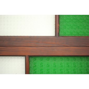 プレスと緑色ガラスの欄間 2枚1組　R0059Y 