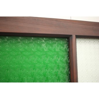 プレスと緑色ガラスの欄間 2枚1組　R0059Y 