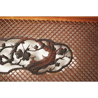 四君子と青海波組子の欄間 2枚1組　R0065Y 