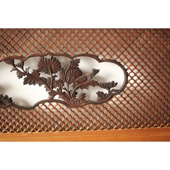 四君子と青海波組子の欄間 2枚1組　R0065Y 