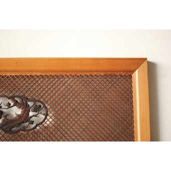 四君子と青海波組子の欄間 2枚1組　R0065Y 