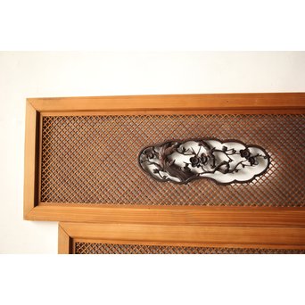 四君子と青海波組子の欄間 2枚1組　R0065Y 