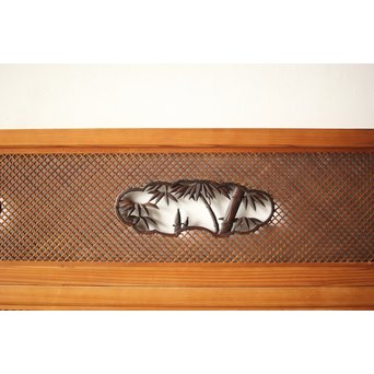 四君子と青海波組子の欄間 2枚1組　R0065Y 