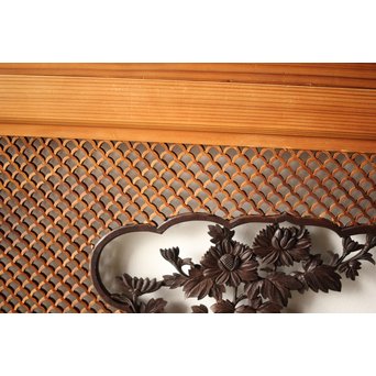 四君子と青海波組子の欄間 2枚1組　R0065Y 