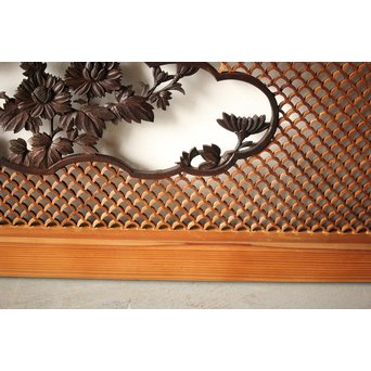 四君子と青海波組子の欄間 2枚1組　R0065Y 