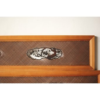 四君子と青海波組子の欄間 2枚1組　R0065Y 