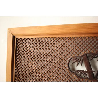 四君子と青海波組子の欄間 2枚1組　R0065Y 