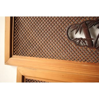 四君子と青海波組子の欄間 2枚1組　R0065Y 