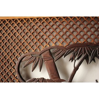 四君子と青海波組子の欄間 2枚1組　R0065Y 