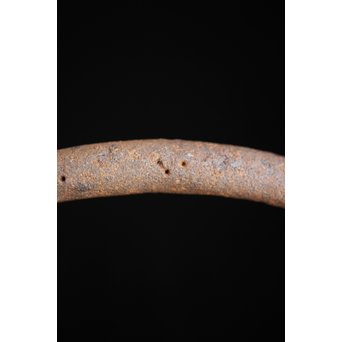 南部名人 釜師 小泉仁左エ門 虫食手平丸型鉄瓶　M244 