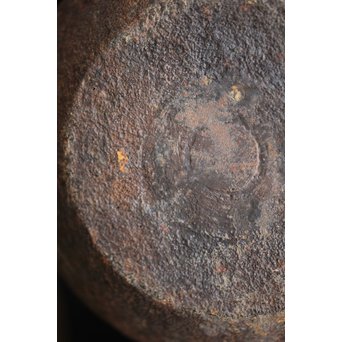 南部名人 釜師 小泉仁左エ門 虫食手平丸型鉄瓶　M244 