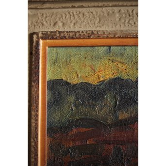 関四郎五郎【常念岳遠望】額装油彩 板絵1号　Z236 