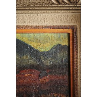 関四郎五郎【常念岳遠望】額装油彩 板絵1号　Z236 