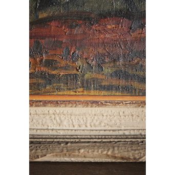 関四郎五郎【常念岳遠望】額装油彩 板絵1号　Z236 