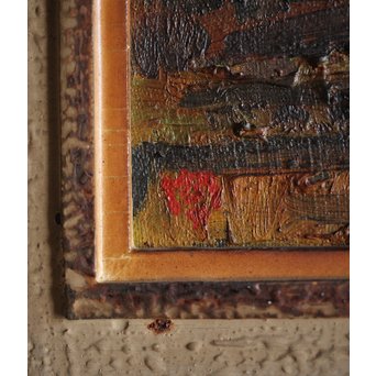 関四郎五郎【常念岳遠望】額装油彩 板絵1号　Z236 