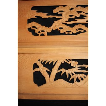 松竹梅 木彫欄間 2枚1組　R0067 