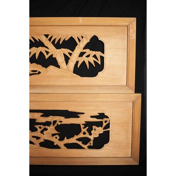 松竹梅 木彫欄間 2枚1組　R0067 