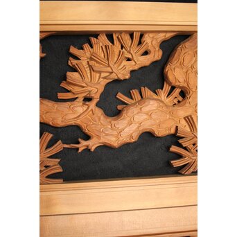 在銘 松 木彫欄間 2枚1組　R0068 