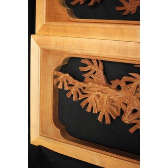 在銘 松 木彫欄間 2枚1組　R0068 