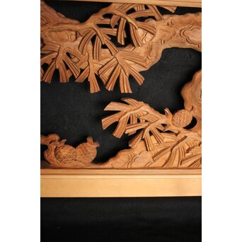 在銘 松 木彫欄間 2枚1組　R0068 