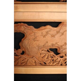 在銘 松 木彫欄間 2枚1組　R0068 