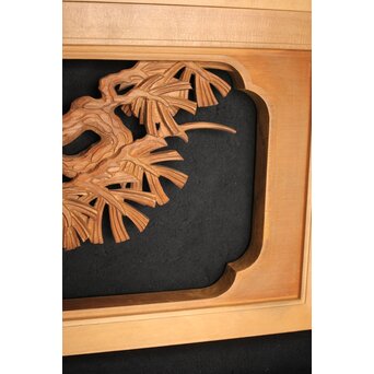 在銘 松 木彫欄間 2枚1組　R0068 