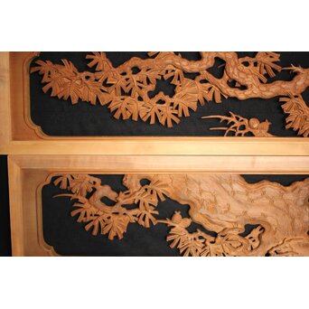 在銘 松 木彫欄間 2枚1組　R0068 