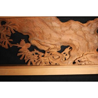 在銘 松 木彫欄間 2枚1組　R0068 