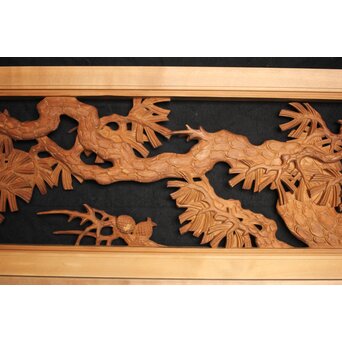 在銘 松 木彫欄間 2枚1組　R0068 