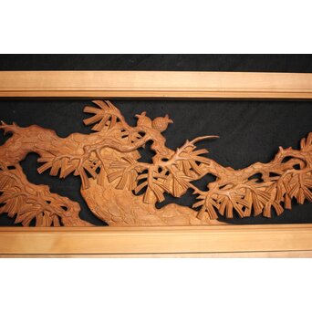 在銘 松 木彫欄間 2枚1組　R0068 