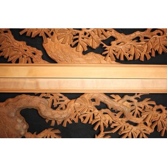 在銘 松 木彫欄間 2枚1組　R0068 