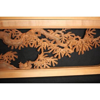 在銘 松 木彫欄間 2枚1組　R0068 