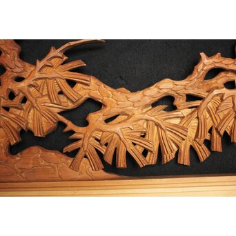 在銘 松 木彫欄間 2枚1組　R0068 