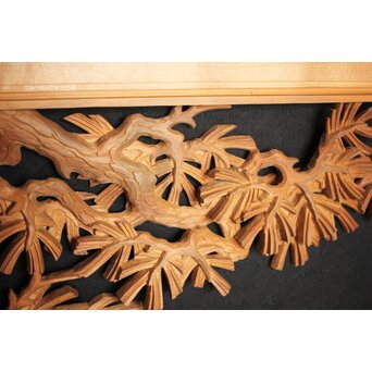 在銘 松 木彫欄間 2枚1組　R0068 