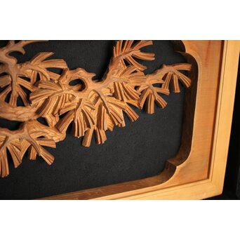 在銘 松 木彫欄間 2枚1組　R0068 