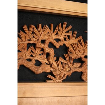 在銘 松 木彫欄間 2枚1組　R0068 