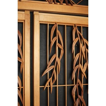 柳に蛙 書院欄間 3枚1組　R0070 