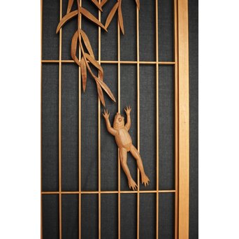 柳に蛙 書院欄間 3枚1組　R0070 