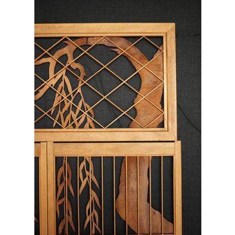 柳に蛙 書院欄間 3枚1組　R0070 