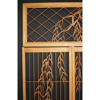 柳に蛙 書院欄間 3枚1組　R0070 