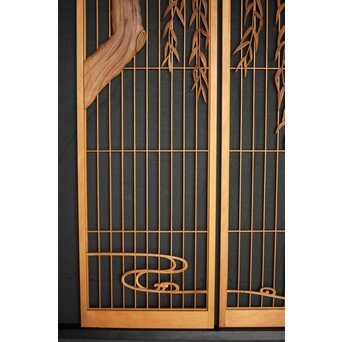 柳に蛙 書院欄間 3枚1組　R0070 