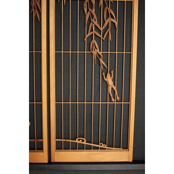 柳に蛙 書院欄間 3枚1組　R0070 