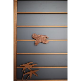 竹雀 ガラス入書院欄間 3枚1組　R0071 