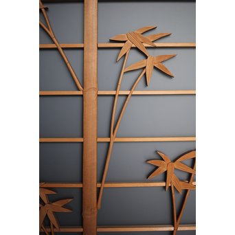 竹雀 ガラス入書院欄間 3枚1組　R0071 