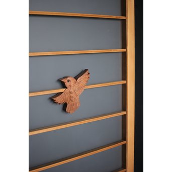 竹雀 ガラス入書院欄間 3枚1組　R0071 