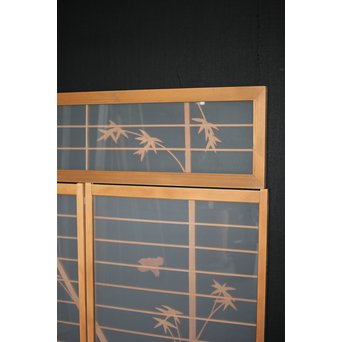 竹雀 ガラス入書院欄間 3枚1組　R0071 