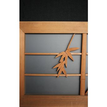 竹雀 ガラス入書院欄間 3枚1組　R0071 