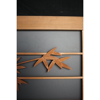 竹雀 ガラス入書院欄間 3枚1組　R0071 